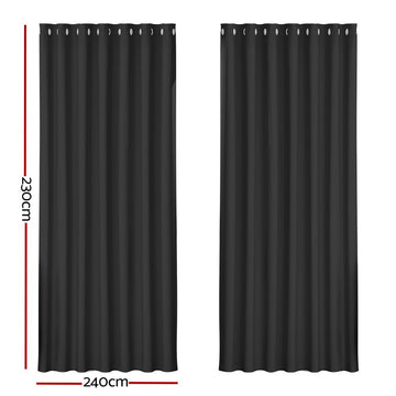 Artiss 2X Blockout Curtains Eyelet 240x230cm Black - RnR Galore