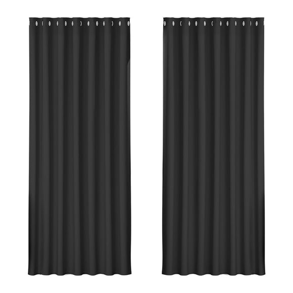 Artiss 2X Blockout Curtains Eyelet 240x230cm Black - RnR Galore