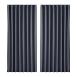 Artiss 2X Blockout Curtains Eyelet 300x230cm Charcoal - RnR Galore