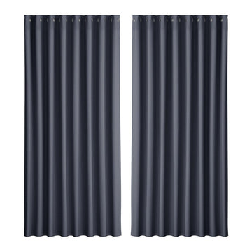 Artiss 2X Blockout Curtains Eyelet 300x230cm Charcoal - RnR Galore