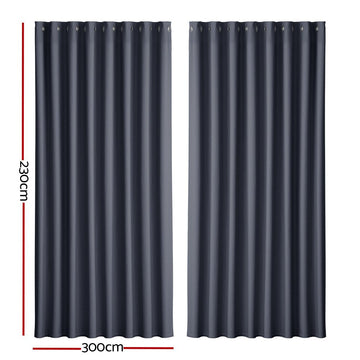 Artiss 2X Blockout Curtains Eyelet 300x230cm Charcoal - RnR Galore