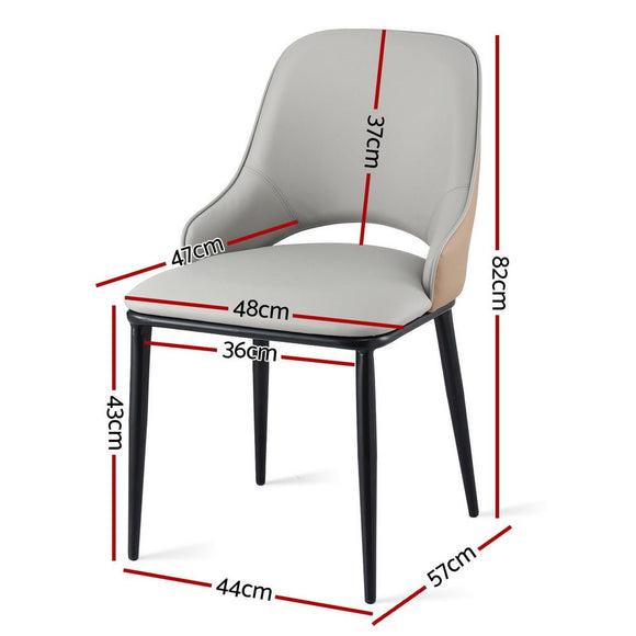 Artiss 2x Dining Chairs Hollow PU Leather Kitchen Lounge Cafe Accent Chair Grey - RnR Galore
