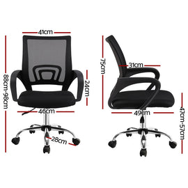 Artiss 2x Mesh Office Chair Mid Back Black - RnR Galore