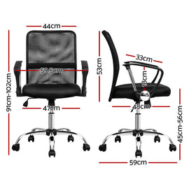Artiss 2x Mesh Office Chair Mid Back Black - RnR Galore