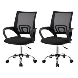 Artiss 2x Mesh Office Chair Mid Back Black - RnR Galore