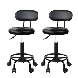 Artiss 2x Salon Stool Swivel Chair Backrest - RnR Galore