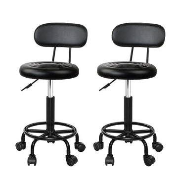 Artiss 2x Salon Stool Swivel Chair Backrest - RnR Galore