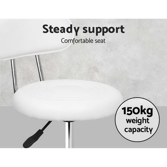Artiss 2x Salon Stool Swivel Chair Backrest White - RnR Galore