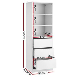 Artiss 3 Chest of Drawers Tallboy Cabinet White - RnR Galore