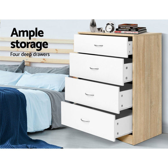 Artiss 4 Chest of Drawers - BURL - RnR Galore