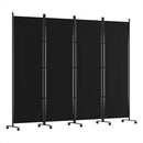 Artiss 4 Panel Room Divider Screen 217cm Wheel Fabric Black - RnR Galore