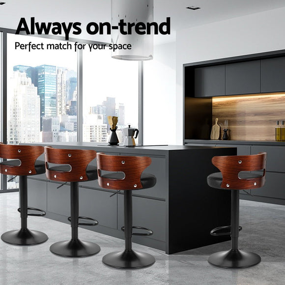 Artiss 4x Bar Stools Gas Lift Faux Leather - RnR Galore