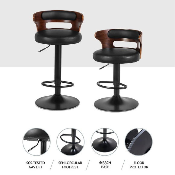 Artiss 4x Bar Stools Gas Lift Faux Leather - RnR Galore