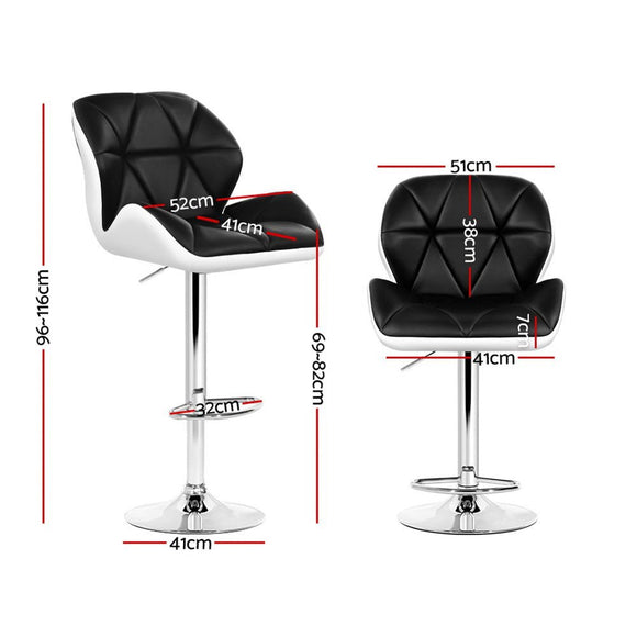 Artiss 4x Bar Stools Gas Lift Padded Leather Black & White - RnR Galore