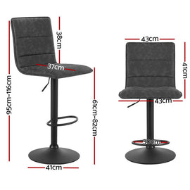 Artiss 4x Bar Stools Gas Lift Vintage Leather Grey - RnR Galore