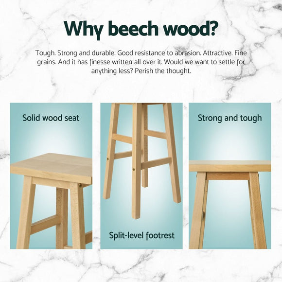 Artiss 4x Bar Stools Kitchen Chairs Wooden Nature - RnR Galore