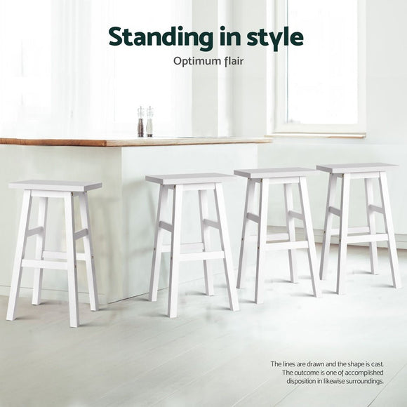 Artiss 4x Bar Stools Kitchen Chairs Wooden White - RnR Galore