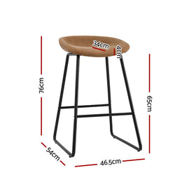 Artiss 4x Bar Stools Kitchen Dining Chairs Counter Stool PU Leather Metal Brown - RnR Galore