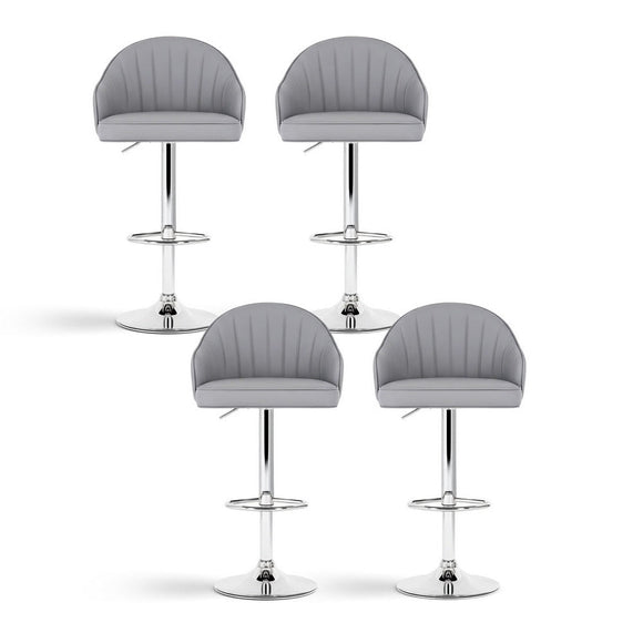 Artiss 4x Bar Stools Kitchen Swivel Gas Lift Counter Chair Shell Leather Grey - RnR Galore