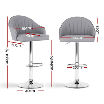 Artiss 4x Bar Stools Kitchen Swivel Gas Lift Counter Chair Shell Leather Grey - RnR Galore