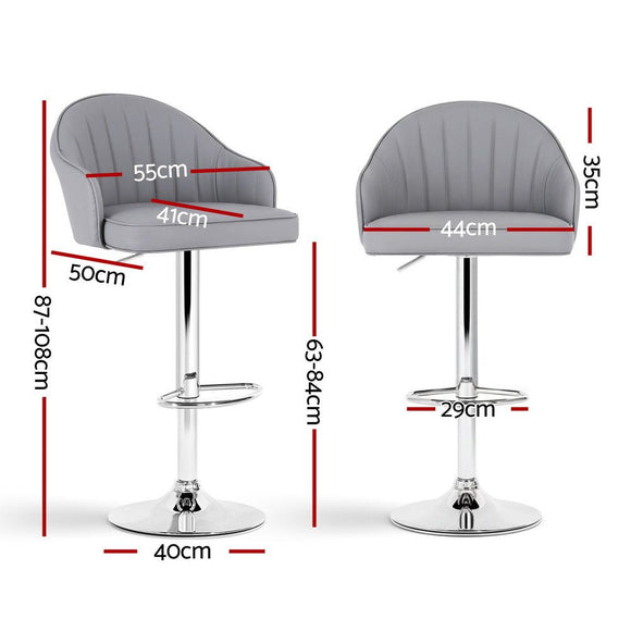 Artiss 4x Bar Stools Kitchen Swivel Gas Lift Counter Chair Shell Leather Grey - RnR Galore