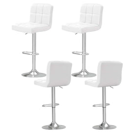 Artiss 4x Bar Stools Leather Gas Lift White - RnR Galore