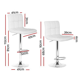 Artiss 4x Bar Stools Leather Gas Lift White - RnR Galore