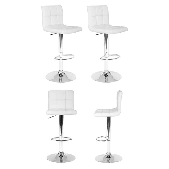 Artiss 4x Bar Stools Leather Gas Lift White - RnR Galore