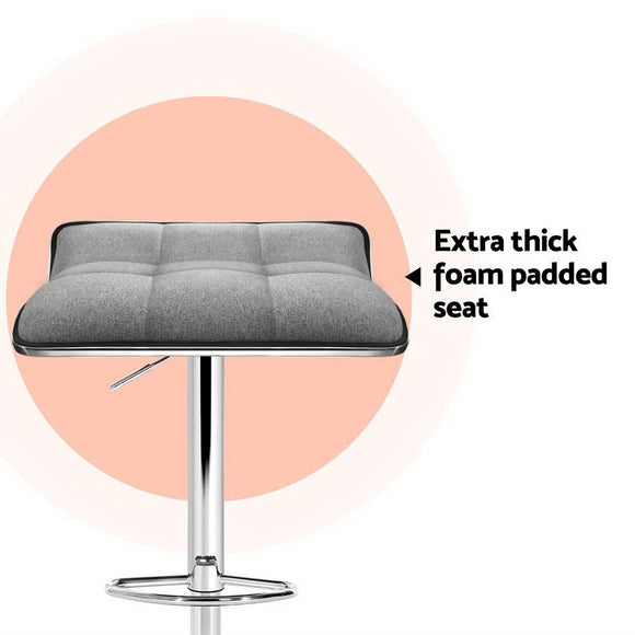 Artiss 4x Bar Stools Linen Padded Gas Lift - RnR Galore