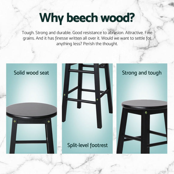 Artiss 4x Bar Stools Round Chairs Wooden Black - RnR Galore