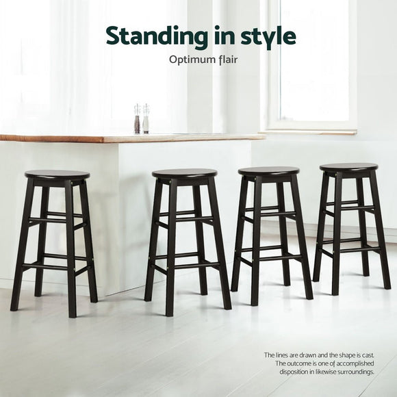 Artiss 4x Bar Stools Round Chairs Wooden Black - RnR Galore
