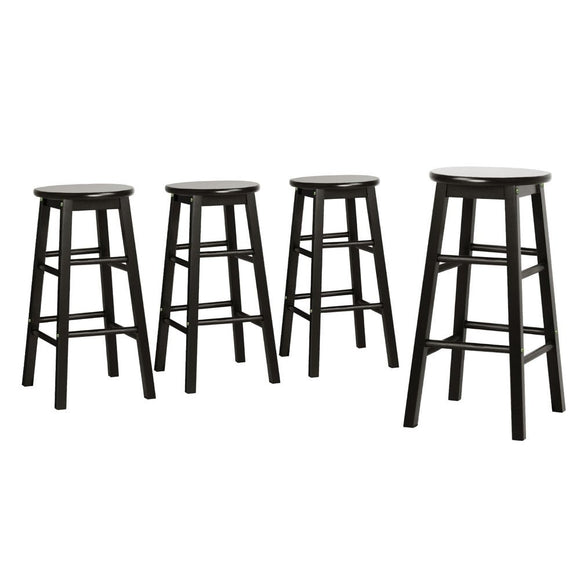 Artiss 4x Bar Stools Round Chairs Wooden Black - RnR Galore