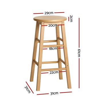 Artiss 4x Bar Stools Round Chairs Wooden Nature - RnR Galore