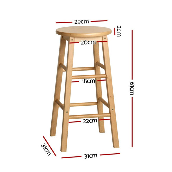 Artiss 4x Bar Stools Round Chairs Wooden Nature - RnR Galore