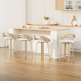 Artiss 4x Bar Stools Swivel Dining Chairs Low Back Counter Seat PU Cushion - RnR Galore