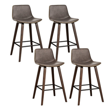 Artiss 4x Bar Stools Vintage Leather Wooden - RnR Galore