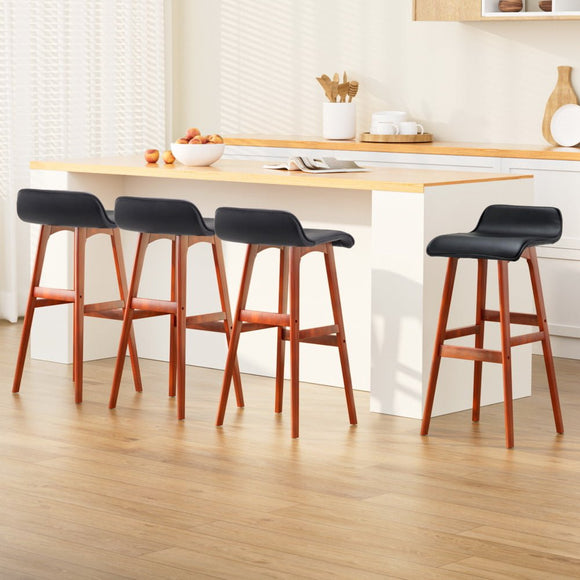 Artiss 4x Bar Stools Wooden Stool Black - RnR Galore