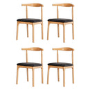 Artiss 4x Dining Chairs Rubber Wood Leather Seat Black - RnR Galore