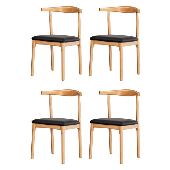 Artiss 4x Dining Chairs Rubber Wood Leather Seat Black - RnR Galore