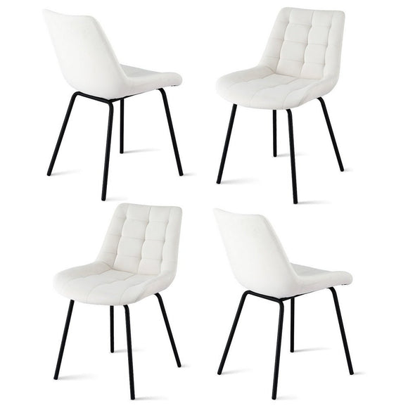 Artiss 4x Dining Chairs Velvet Tufted Kitchen Lounge Cafe Accent Chair Beige - RnR Galore