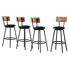Artiss 4X Industrial Bar Stools Upholstered Counter Chairs Steel Frame Anti - Scratch - RnR Galore