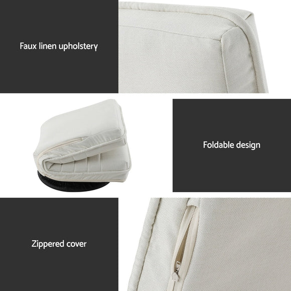 Artiss 4XFloor Chair Lounge Sofa Swivel Foldable Linen White - RnR Galore