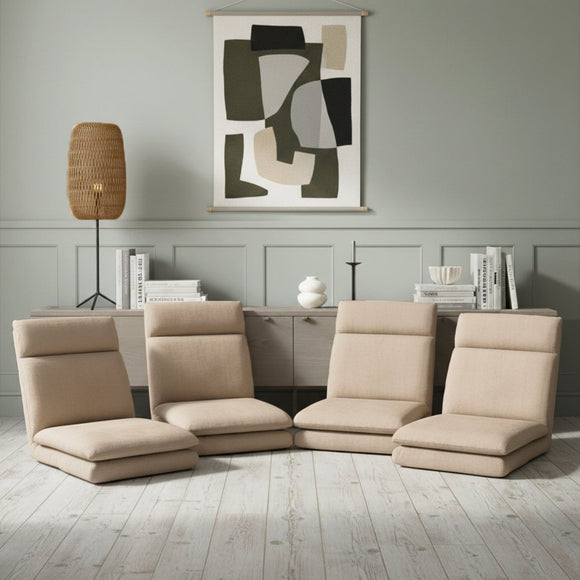 Artiss 4XFloor Chair Sofa Linen Beige - RnR Galore
