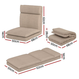 Artiss 4XFloor Chair Sofa Linen Beige - RnR Galore