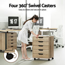 Artiss 5 - Drawer Filing Cabinet Mobile Rolling Storage Cabinet Chest of Drawers Stand Scratch Beige - RnR Galore