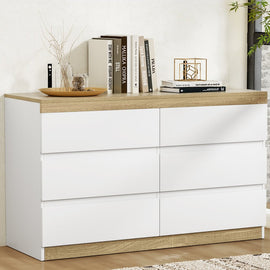 Artiss 6 Chest of Drawers Cabinet Dresser Table Tallboy Storage Bedroom White - RnR Galore