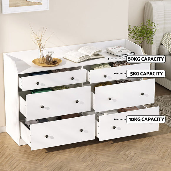Artiss 6 Chest of Drawers - PETE White - RnR Galore