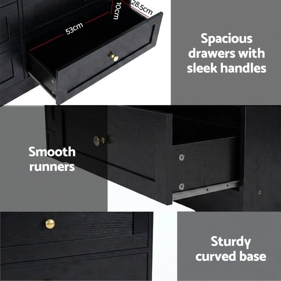 Artiss 6 Chest of Drawers Tallboy Cabinet - LEIF Black - RnR Galore