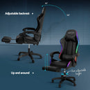 Artiss 6 Point Massage Gaming Office Chair 7 LED Footrest Black - RnR Galore