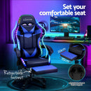 Artiss 6 Point Massage Gaming Office Chair 7 LED Footrest Blue - RnR Galore